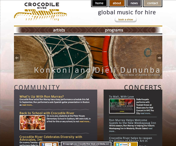 Crocodile River Music Logo Tweak, Website, Social Media