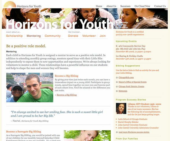 Horizons For Youth Website